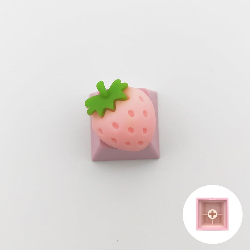 Elacgap Personalized Cute Pink Keycap Handmade OEM Profile DIY Custom Keycap for Mechanical Keyboard MX Switch (Strawberry) - Image 5
